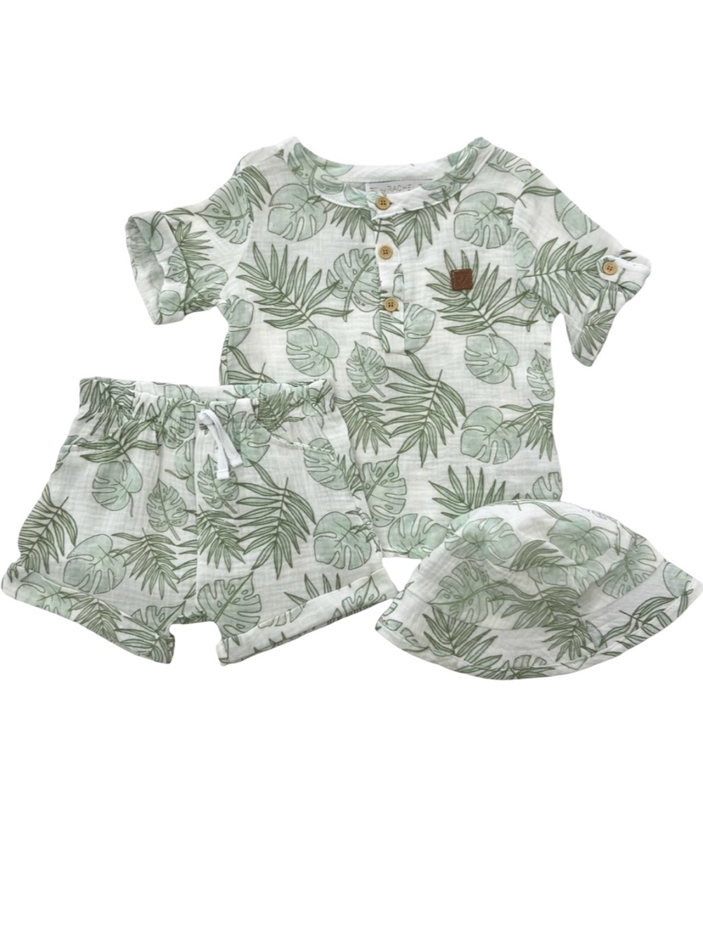 Rachel Zoe Boys Henley 3-piece Set Tropical Floral Print NWT